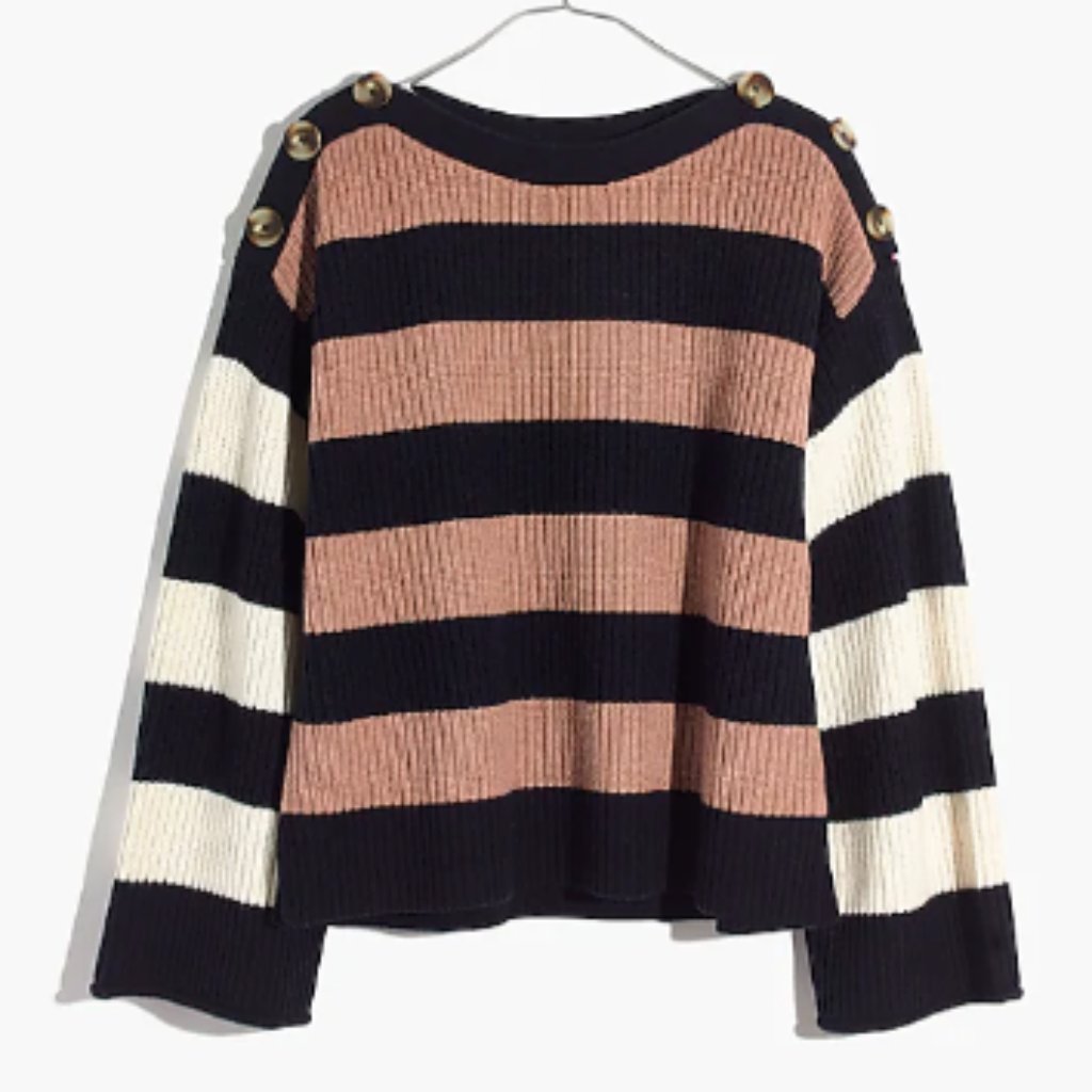 Madewell Calloway Boatneck Pullover Sweater In Stripe Mix